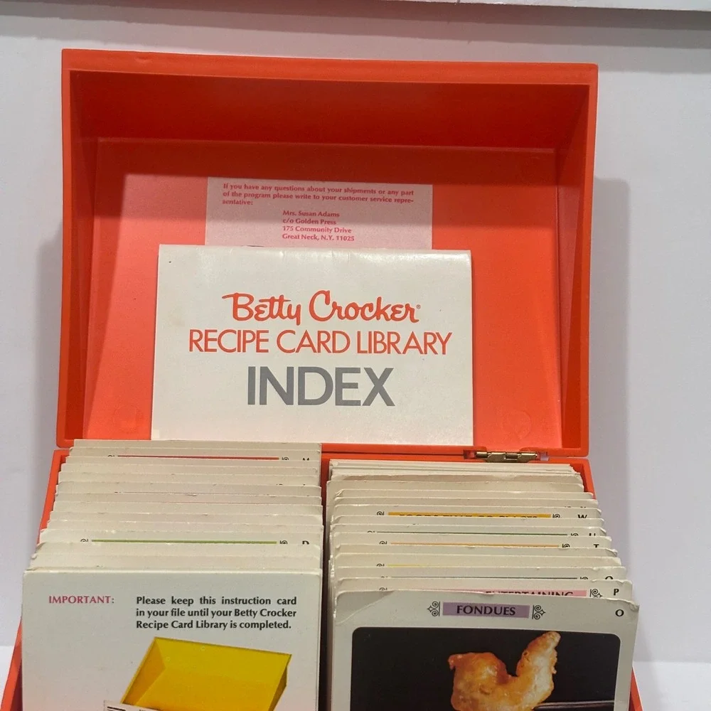 Vintage 1971 Betty Crocker Recipe Card Library Orange Box Mid Century Modern